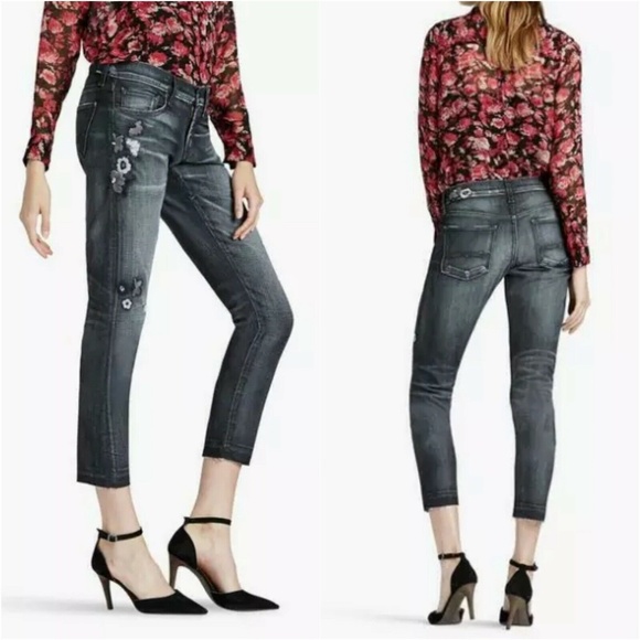 Lucky Brand Denim - LuckyBrand Gray Floral Sienna Slim Boyfriend Jeans